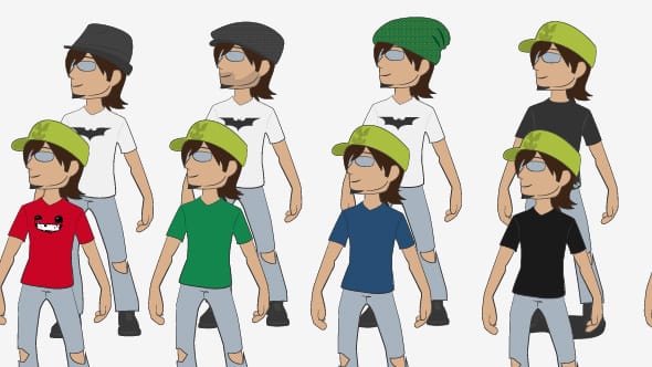 The Carlos Eriksson avatar in lots of different t-shirts and hats.