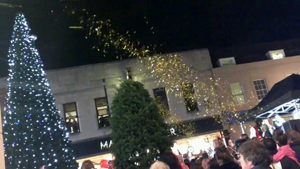 The annual Christmas tree in Maidstone being lit.