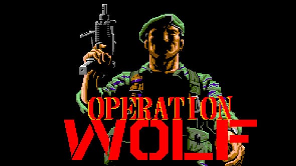 The title scren for the Commodore 64 game Operation Wolf.