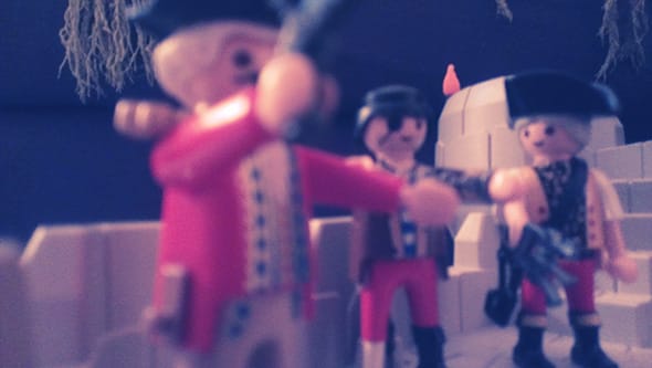 Playmobil figures reenacting Pirates of teh Caribbean.