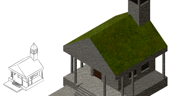 An early isometric building design.