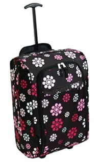 The flowery carry-on suitcase I have.