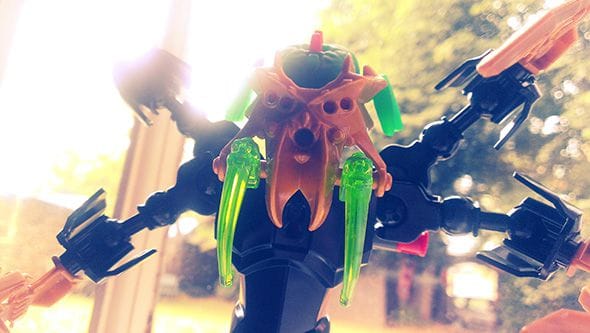 Lego Bionicle figure that resembles the Predator from the Predator film series.