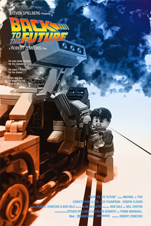 The movie poster for Back to the Future re-imagined using Lego.