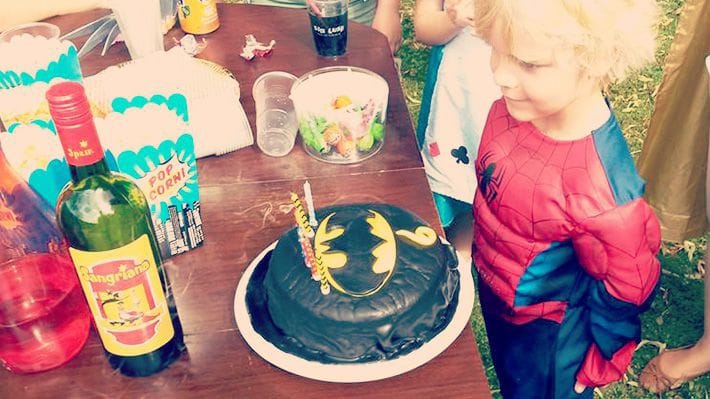 Lucien and his Batman birthday cake.