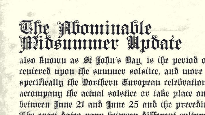 The Abominable Midsummer Update, designed to look like a medieval book