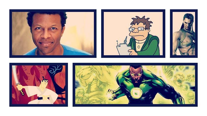 Comic book style illustration of Phil Lamarr and the many characters he does