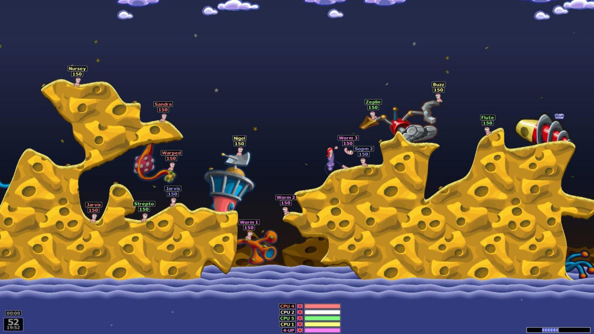 A screenshot from the game Worms: Armageddon.