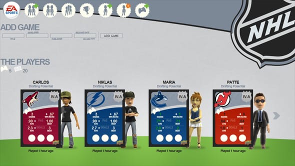 Adding a new NHL game is easy in the Add Game screen.