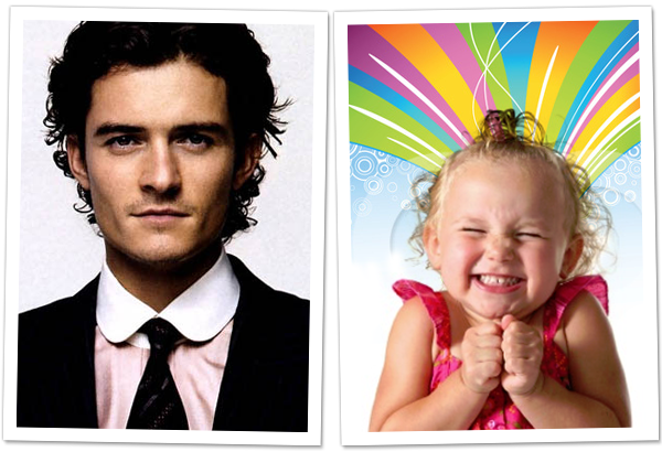 Photo of actor Orlando Bloom and a random excited child.