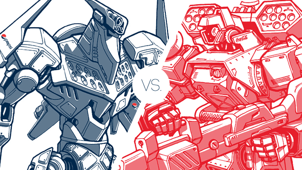 Coca-Cola and Pepsi reimagined as giant fighting robots.