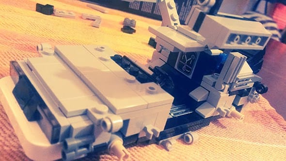 The Lego DeLorean being built.