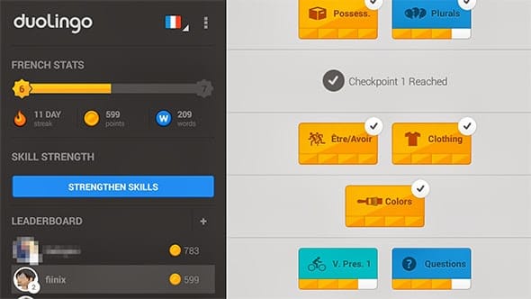 Screenshot showing my progress on Duolingo.