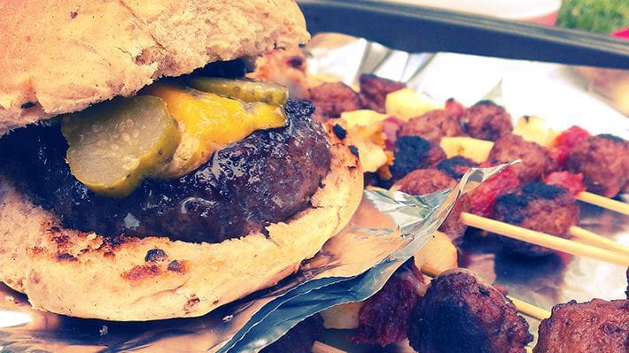 Aberdeen Angus Beef Burger with Shropshire Blue Cheese and Gherkin