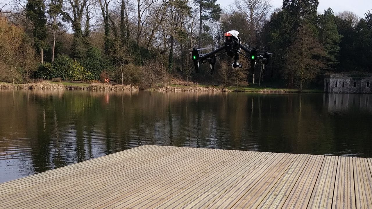 UAV preparing to land on small docks