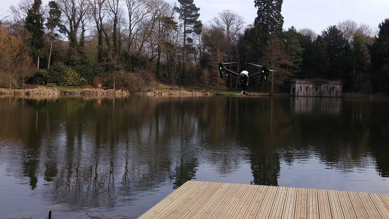 DJI Inspire 1 Quadcopter taking off.