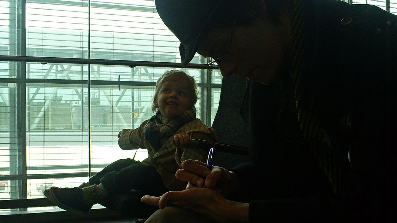 The Eriksson family waiting at Arlanda airport in Stockholm.
